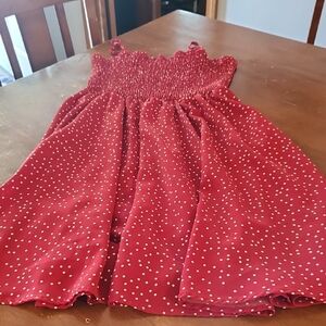 SHEIN Red Midi Dress with White Polka Dots